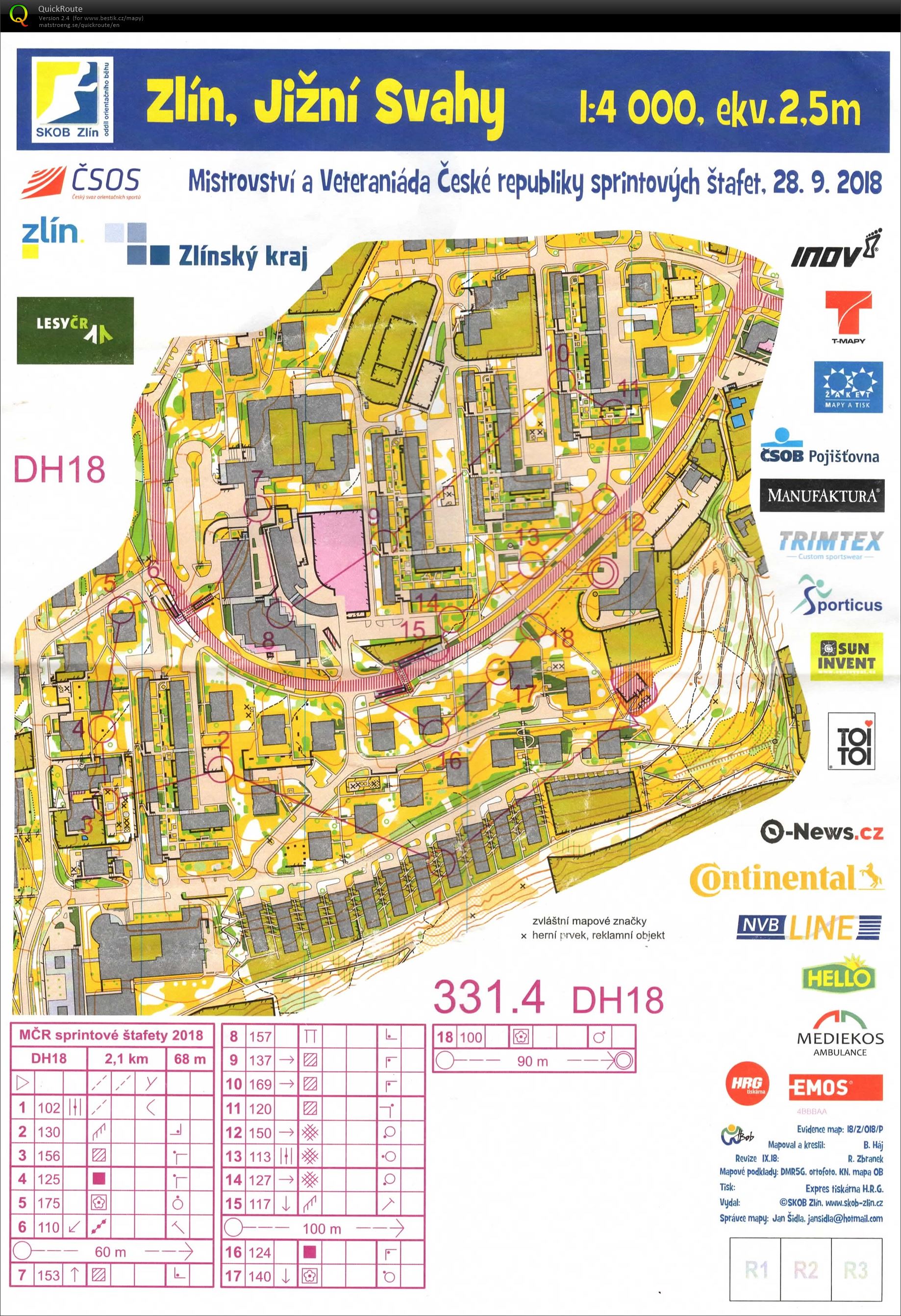 MČR sprintových štafet Zlín (28/09/2018)