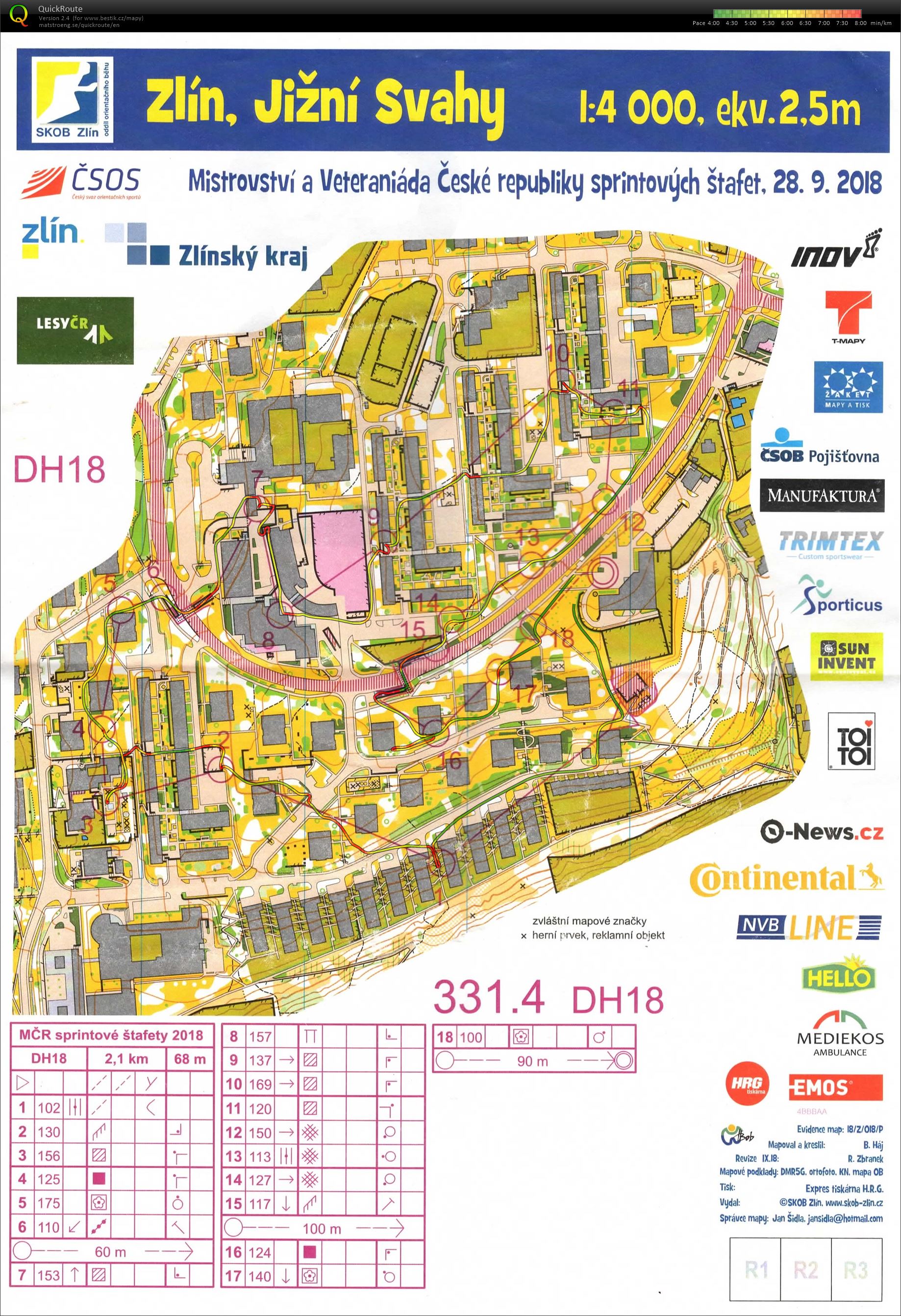 MČR sprintových štafet Zlín (28/09/2018)