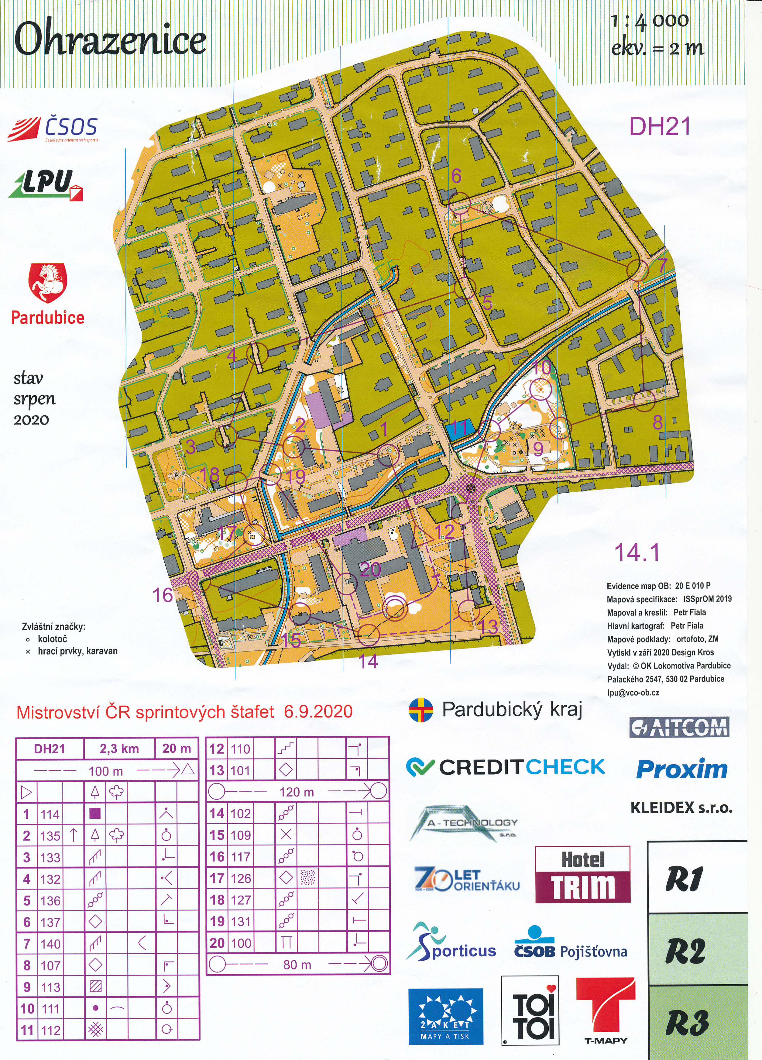 MČR sprintových štafet Pardubice (06.09.2020)