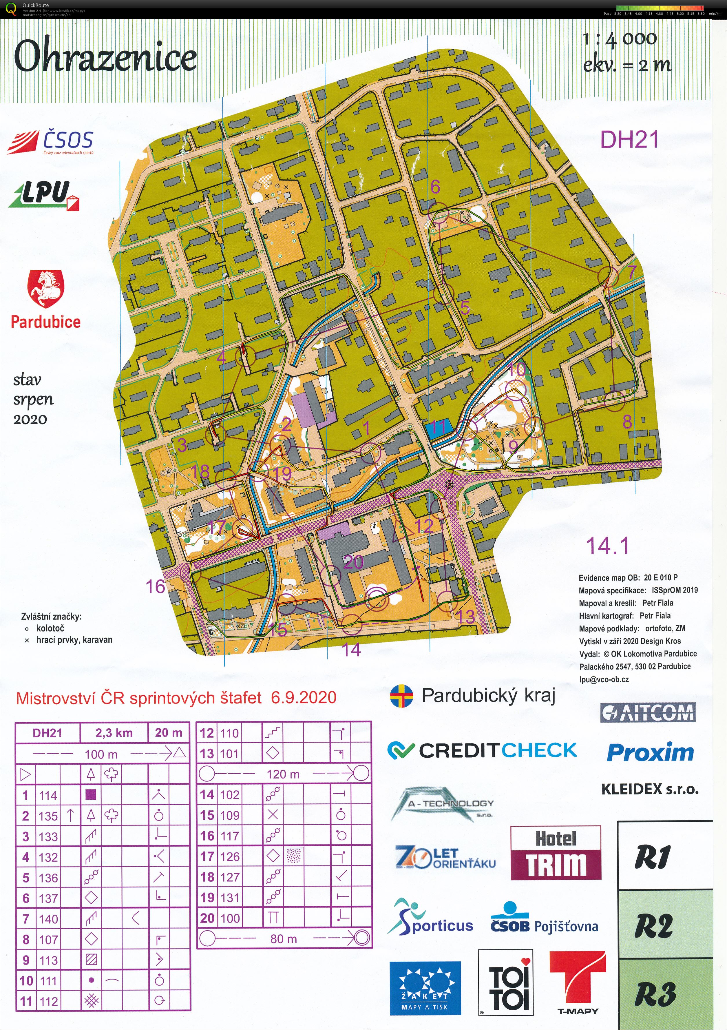 MČR sprintových štafet Pardubice (06.09.2020)