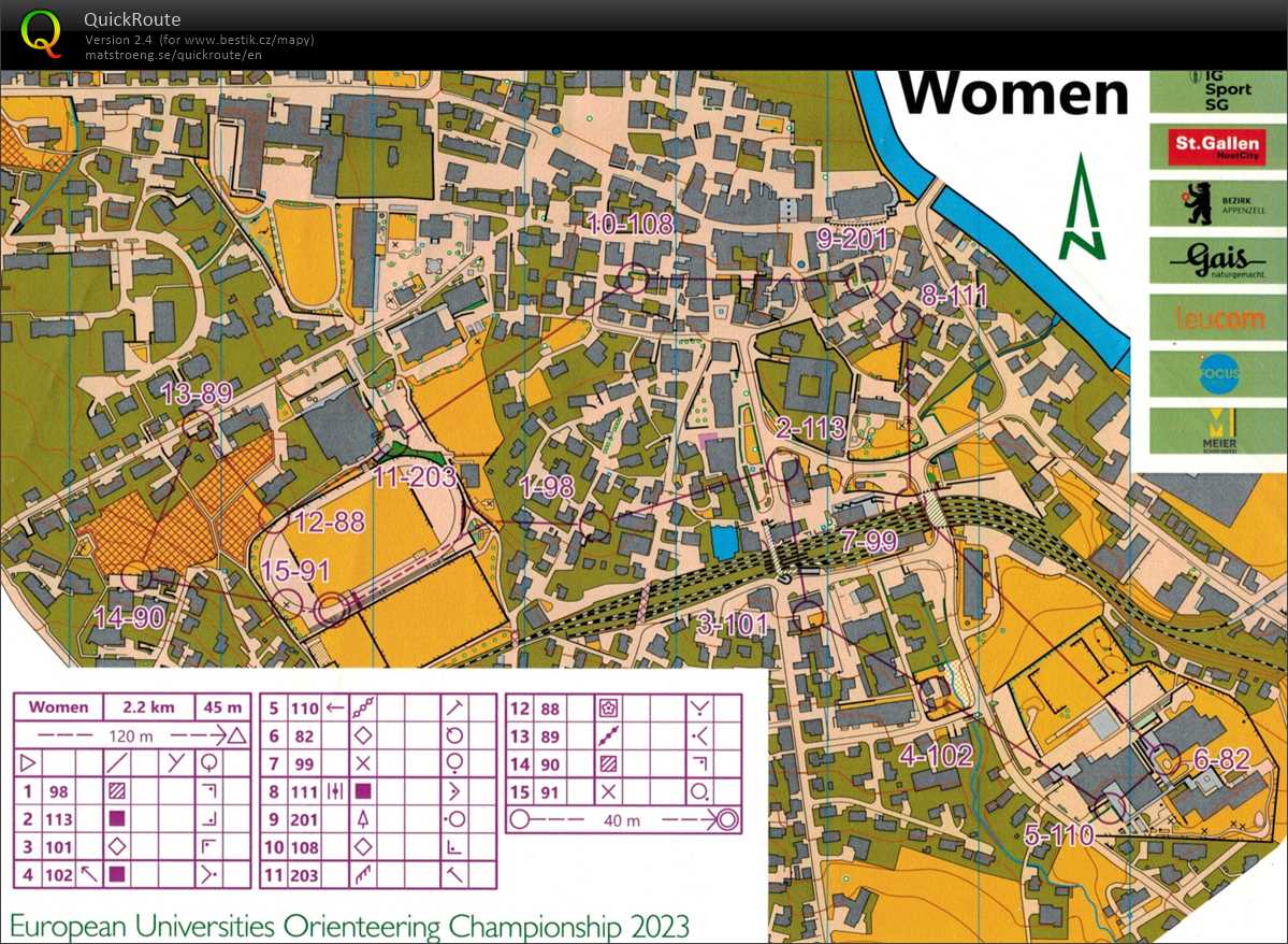EUOC St. Gallen - sprintová štafeta s Csilla Gárdonyi (4. úsek) (27.08.2023)