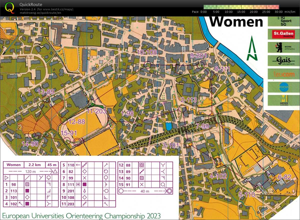 EUOC St. Gallen - sprintová štafeta s Csilla Gárdonyi (4. úsek) (27.08.2023)