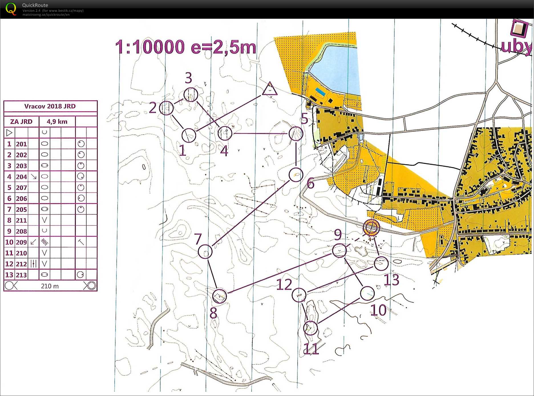 VT Vracov - azimuty (19/01/2018)