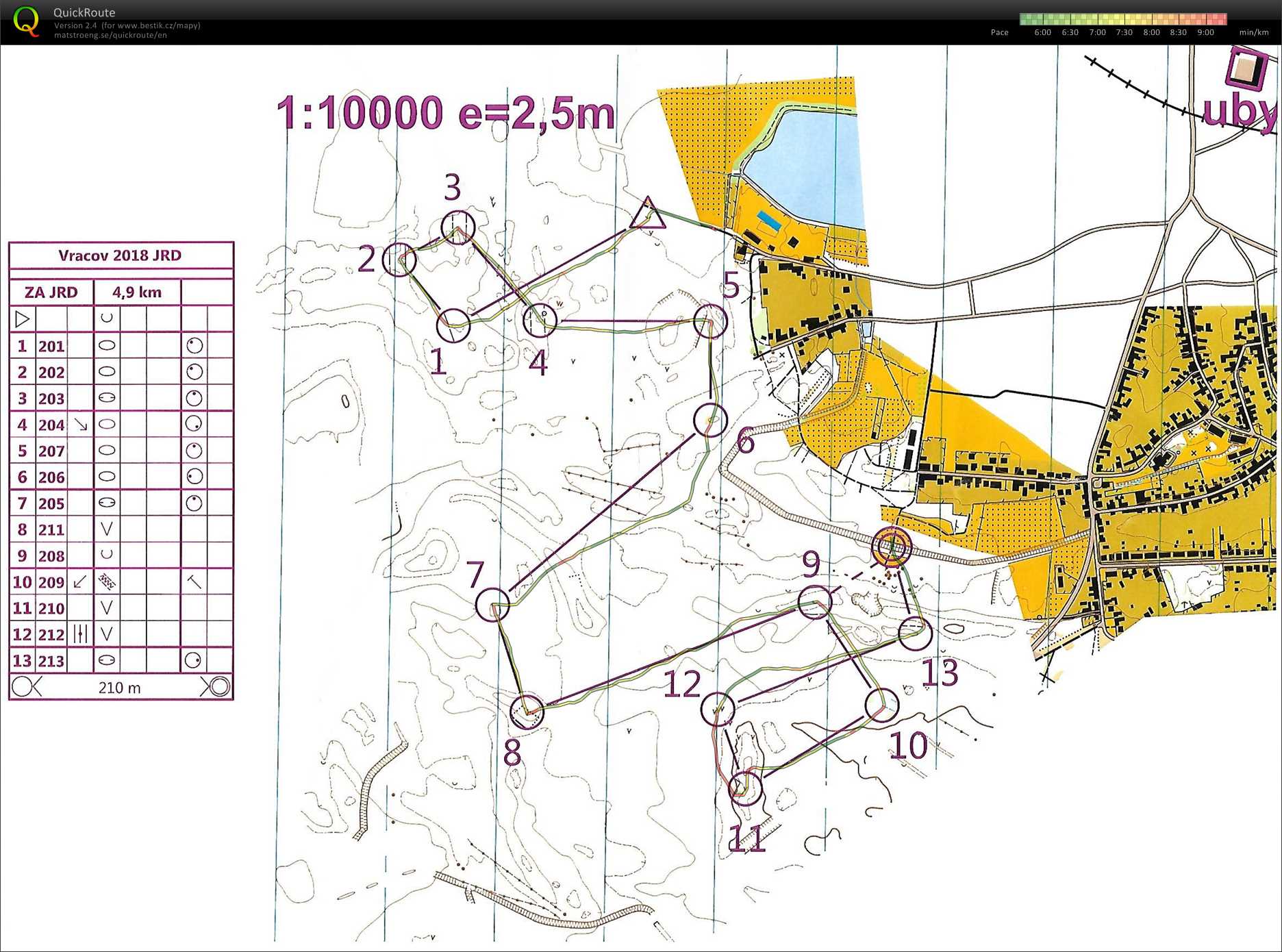 VT Vracov - azimuty (19/01/2018)
